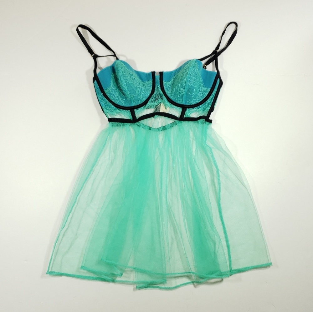 Victoria's secret 36 C blue black green teddy bra